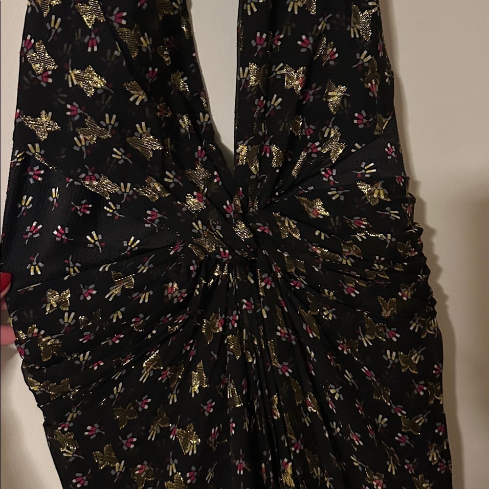 Diane von Furstenberg Black Metallic Maxi Halter Formal Dress Size 8 - Picture 4 of 9